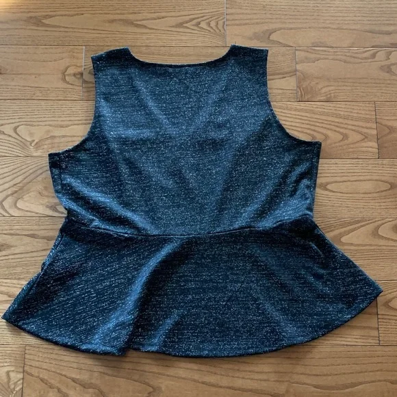 💛2/$20 Ricki's Black Shimmer Peplum Blouse - Picture 4 of 5